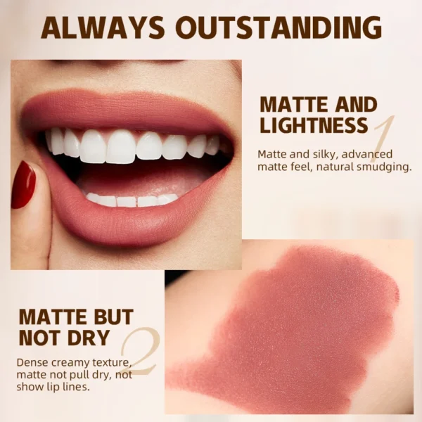 QIBEST 12 Color Matte Lipstick Pen Nude Red Brown Solid Lip Gloss Lip Tint Long Lasting Lipstick Pencil Moisturising Lip Makeup - Image 4