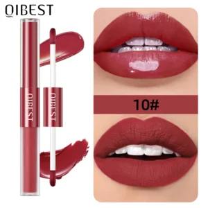 2 IN 1 Double Head Lip Gloss Matte Velvet Red Lip Tint Liquid Lipstick Mirror Gloss Lip Glaze Waterproof Lips Makeup Cosmetics