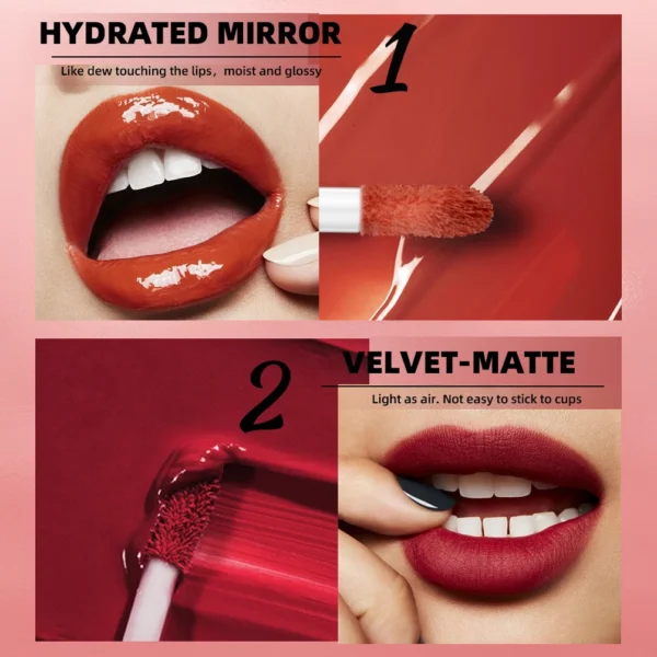 QIBEST Double Ended Matte Liquid Lipstick Sexy Red Lip Glaze Long Lasting 2 IN 1 Mirror Lip Gloss Tint Makeup Lipstick Cosmetics - Image 3