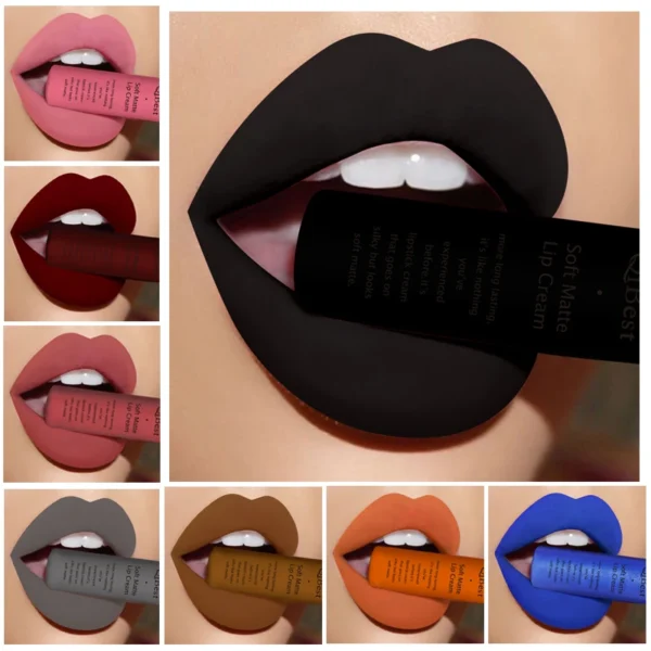 QIBEST Brand 34 Colors Liquid Lipstick Waterproof Matte Nude Lipstick Pigment Red Long Lasting Lip Gloss Women Makeup Lipgloss - 이미지 2