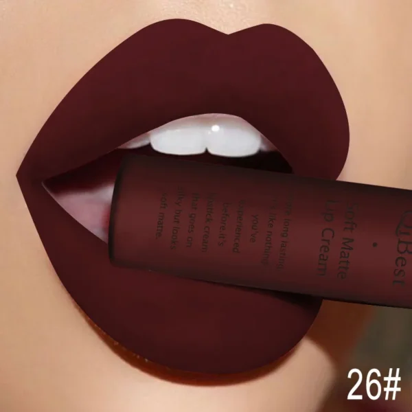 QIBEST Waterproof Lip Gloss Nude Matte Liquid Lipstick Long Lasting Lipgloss Lip Glace Black Lipstick Lip Tint Makeup For Women - Image 3