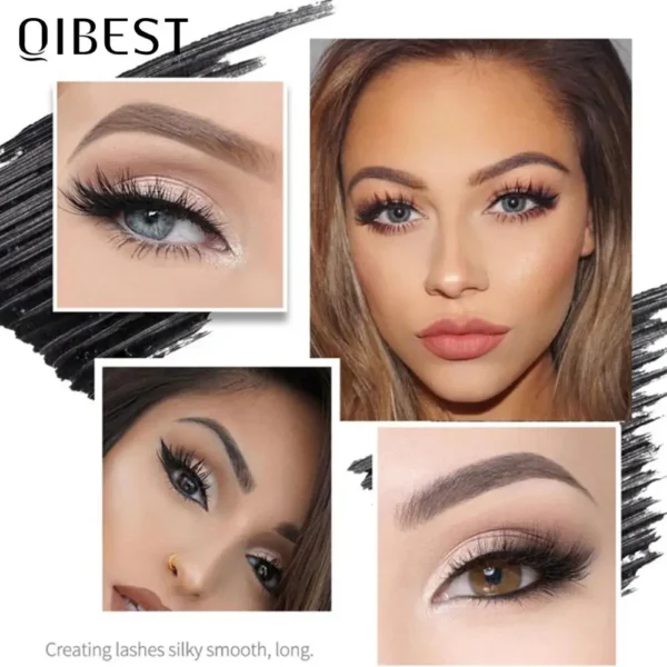 ⁦QIBEST Makeup Black Mascara 4D Curling Thick Mascara 4D Volume Eyelashes Make up Waterproof Lengthening Mascara Eyes Cosmetics⁩ - الصورة ⁦2⁩