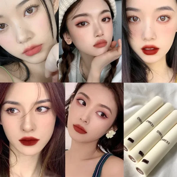 QIBEST Lip Gloss 8 Colors Nude Matte Chocolate Lipstick Waterproof Long Lasting Women Red Lip Tint Velvet Lip Glaze Cosmetics - 이미지 5