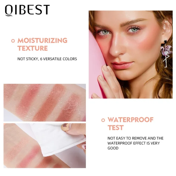 QIBEST Face Blusher Peach Cream Makeup Blush Palette Cheek Contour Blush Cosmetics Blusher Cream Korean Makeup Rouge Tint Blush - 이미지 3
