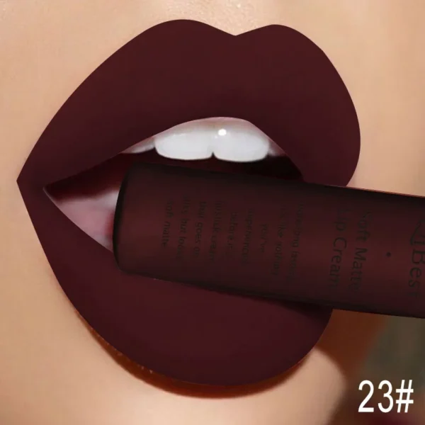 QIBEST Waterproof Lip Gloss Nude Matte Liquid Lipstick Long Lasting Lipgloss Lip Glace Black Lipstick Lip Tint Makeup For Women - Image 4
