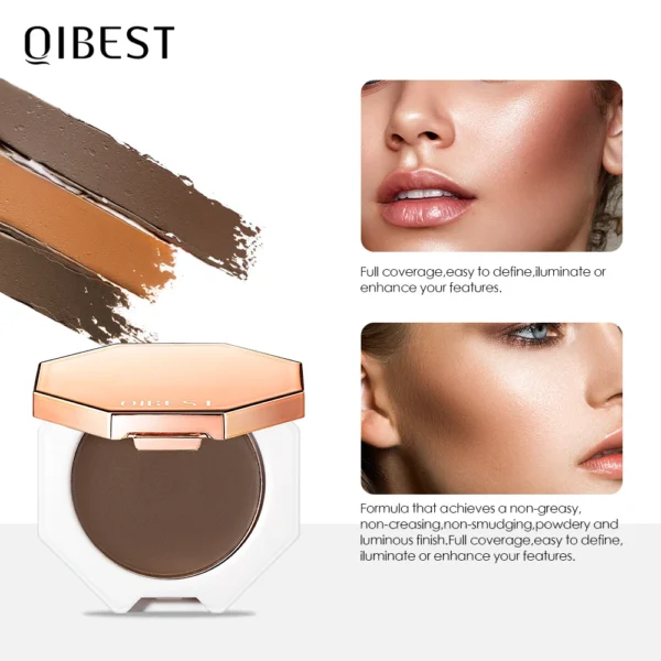 ⁦QIBEST Face Makeup Bronzer Palette Cream Silky Contouring Makeup Cosmetic Highlighter Bronzer Palette Makeup Face Illuminator⁩ - الصورة ⁦4⁩