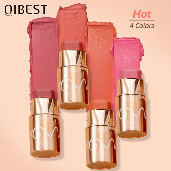 QIBEST Lipstick Blush Stick 3-in-1 Eyes Cheek and Lip Tint Buildable Long Lasting Lightweight Cream Multi Stick Makeup for Women - Image 6