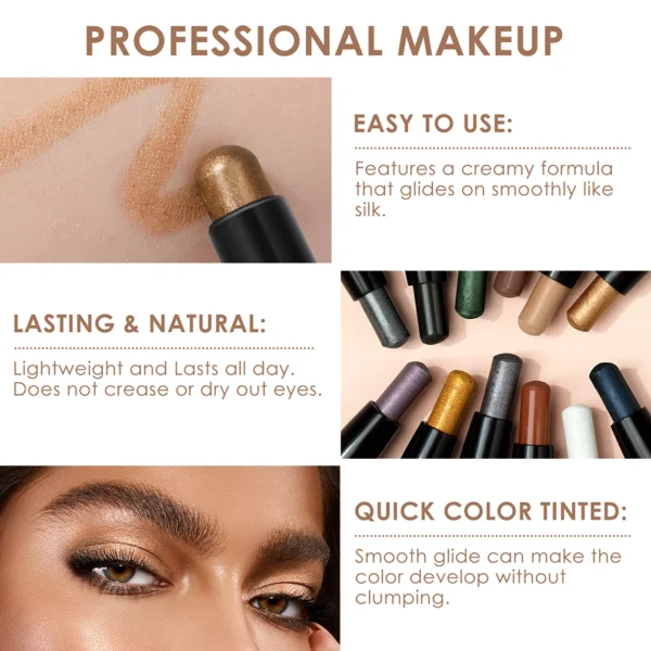 QIBEST Pearlescent Eyeshadow Pencil Stick Waterproof Lasting Glitter Shimmer Eye Shadow Pen Eyeliner Stick Eyes Makeup Tools - 이미지 3