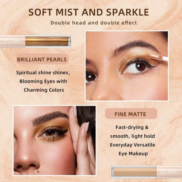 QIBEST Double End Glitter Matte Eye shadow Stick Pencil Eyeshadow Makeup Waterproof Bicolor Shimmer Cosmetics Beauty Makeup Tool - 이미지 4