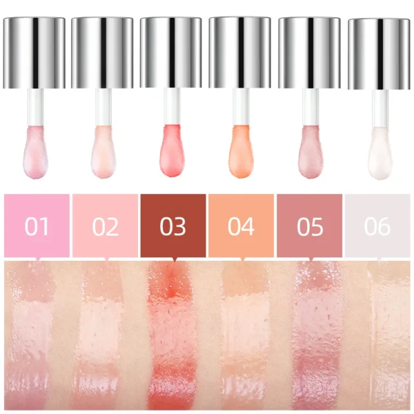 QIBEST Crystal Jelly Moisturizing Lip Oil Plumping Lip Gloss Makeup Sexy Plump Lip Glow Oil Tinted Lip Plumper Lip Care 6 Colors - 이미지 2