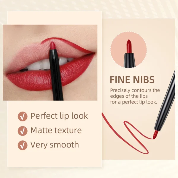 12pcs Lip Liner Pencil Set Matte Nude Contour Lipliner Pencil Lipstick Waterproof Long Lasting Lipstick Pen Lip Tint Cosmetics – Image 3