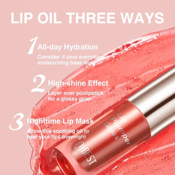 QIBEST Crystal Jelly Moisturizing Lip Oil Plumping Lip Gloss Makeup Sexy Plump Lip Glow Oil Tinted Lip Plumper Lip Care 6 Colors - 이미지 3
