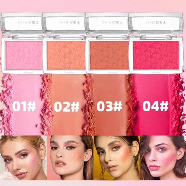 QIBEST 4 Colors Natural Matte Blush Powder Nourishing Long-Lasting Face Blusher Peach Cream Cheek Tint Rouge Makeup Cosmetics - 이미지 2