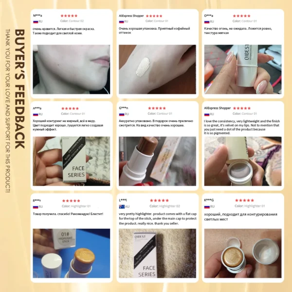 QIBEST Highlighter Makeup Glitter Contouring Bronzer For Face Blush Sticks Shimmer Powder Texture Illuminator Women Cosmetics - 이미지 6