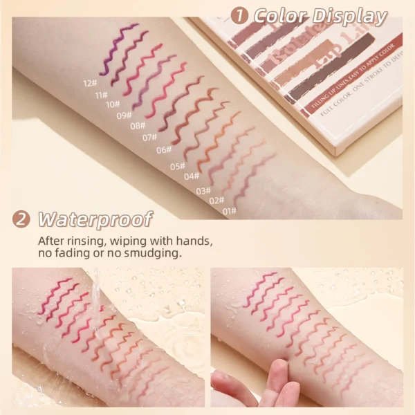 12pcs Lip Liner Pencil Set Matte Nude Contour Lipliner Pencil Lipstick Waterproof Long Lasting Lipstick Pen Lip Tint Cosmetics – Image 5