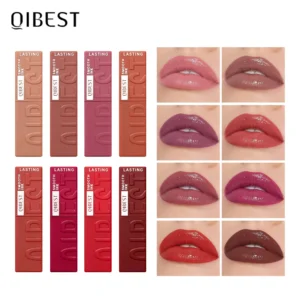 QIBEST Sexy Red Watery Lip Gloss Long Lasting Liquid Lipstick Not Fading Moisturizing Nude Purple Lip Glaze Lip Tint Makeup