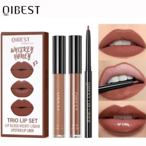 3pcs/set Lip Liner Pencil Nude Lip Gloss Combination Makeup Liquid Lipstick Waterproof Sexy Red Lip Contour Tint Kit Cosmetics