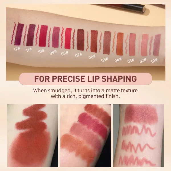 QIBEST Matte Lipliner Pencil Lipstick Sets Nude Pink Red Contour Tint Lipstick Waterproof Lasting Lip Liner Pen Lips Makeup Kits - Image 5