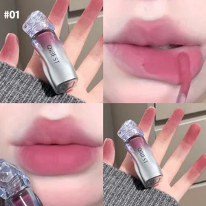 QIBEST Ice Diamond Matte Lip Mud Soft Fog Brown Stain Lipgloss Waterproof Lipstick Easy To Wear Makeup Lip Tint Korean Cosmetics