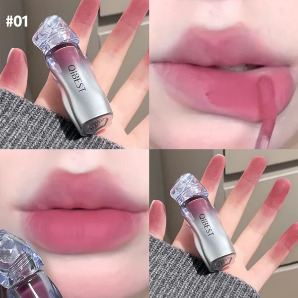 QIBEST Ice Diamond Matte Lip Mud Soft Fog Brown Stain Lipgloss Waterproof Lipstick Easy To Wear Makeup Lip Tint Korean Cosmetics