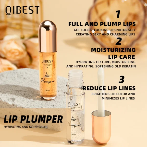 QIBEST Lip Plumper Oil Serum Instant Volumising Lip Oil Moisturzing Repair Lip Fine Lines Sexy Lip Balm Makeup Lip Plumper Oil - 이미지 6