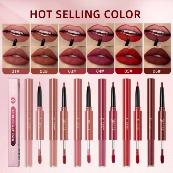 QIBEST 2 In 1 Matte Lipliner Lipstick Waterproof Long Lasting Liquid Lipstick Non-stick Cup Lip Glaze Makeup Lipgloss Cosmetics - 이미지 2