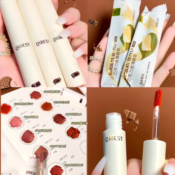 QIBEST Lip Gloss 8 Colors Nude Matte Chocolate Lipstick Waterproof Long Lasting Women Red Lip Tint Velvet Lip Glaze Cosmetics - 이미지 2