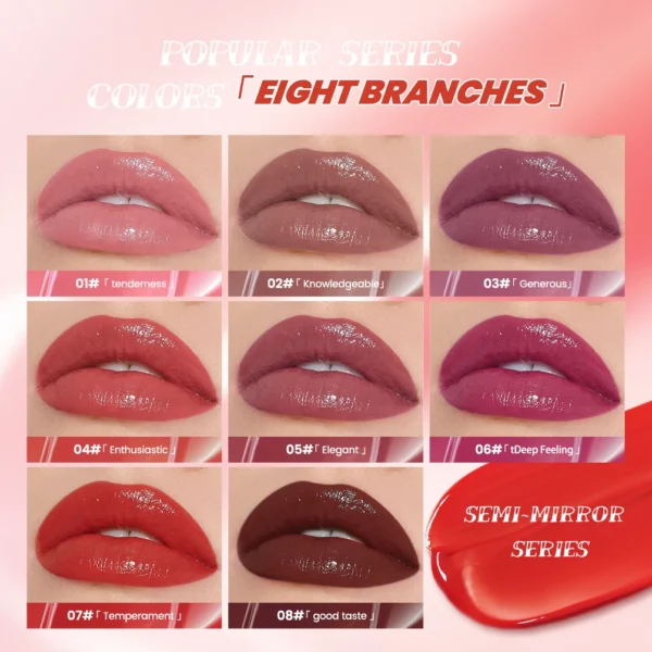 QIBEST 8 Colors Nude Watery Lip Gloss Long Lasting Liquid Lipstick Not Fading Sexy Red Purple Lip Glaze Lip Tint Women Makeup - 이미지 4