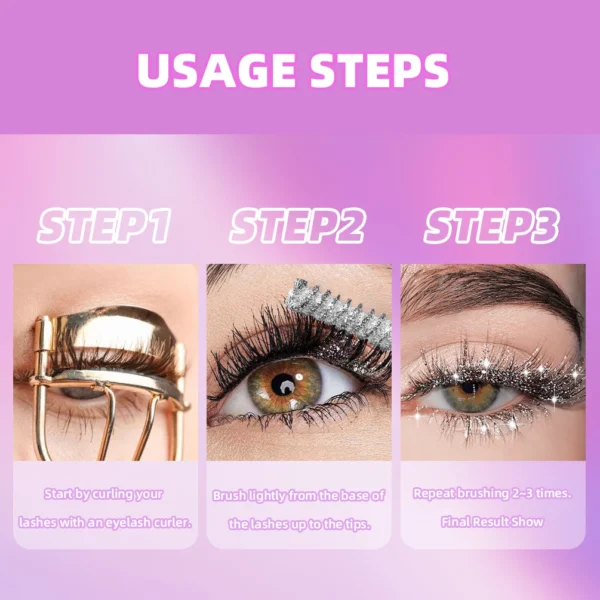 QIBEST Colorful Eyelash Mascara Silk Fiber Volume Curling Lengthening EyeLashes Extension Diamond Glitter Mascara Eyes Makeup - 이미지 6