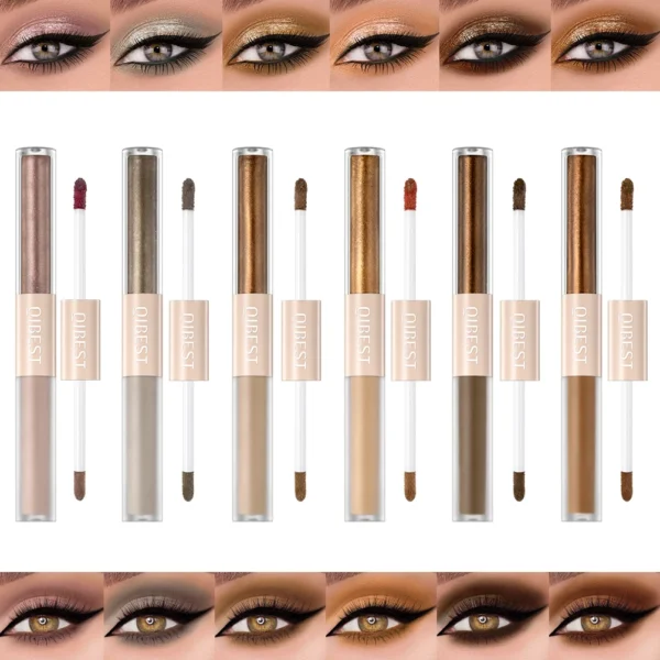 QIBEST Double End Glitter Matte Eye shadow Stick Pencil Eyeshadow Makeup Waterproof Bicolor Shimmer Cosmetics Beauty Makeup Tool - 이미지 2
