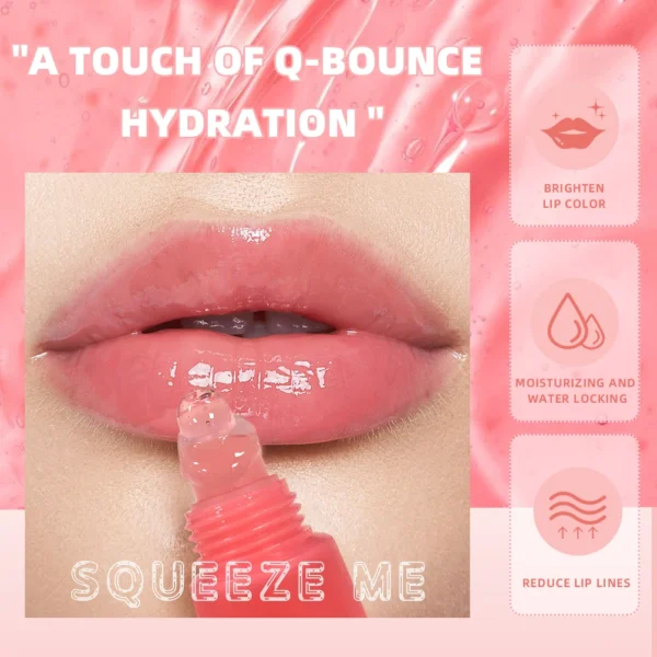 ⁦Crystal Jelly Lip Gloss Tube Lip Moisturizing Oil Shiny Lip Oil Moisturizing Women's Lip Gloss Makeup Lip Tint Balm Cosmetics⁩ - الصورة ⁦2⁩