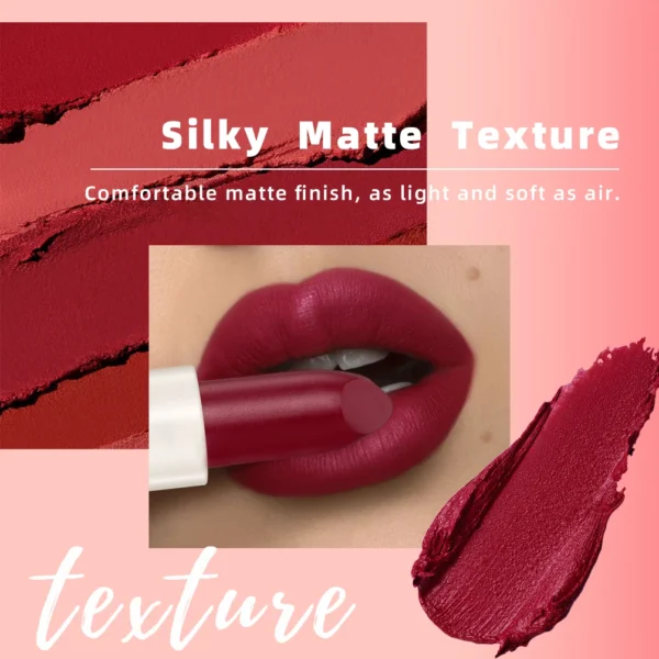QIBEST 6 Colors Matte Lipstick Beauty Lip Gloss Lippenstift Tinted Balm 24 Hours Waterproof Long Lasting Lip Stain Women Makeup - Image 2