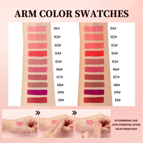 QIBEST Matte Liquid Lipstick Waterproof Silky Lip Gloss Non-Stick Cup Lipgloss Purple Red Nude Lip Tint Durable Makeup For Women - 이미지 5
