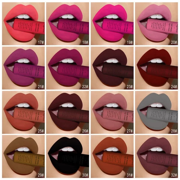 New 34 Colors Waterproof Matte Nude Lipstick Lipkit Pigment Dark Red Black Long Lasting Lip Gloss Women Makeup Lipgloss Kit – Image 3