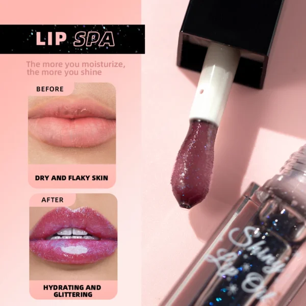 QIBEST Shimmer Lip Oil Black Color Changing Lipgloss Moisturizing Shiny Mirror Lip Gloss Oil Plumping Glitter Lip Makeup Tint - 이미지 3