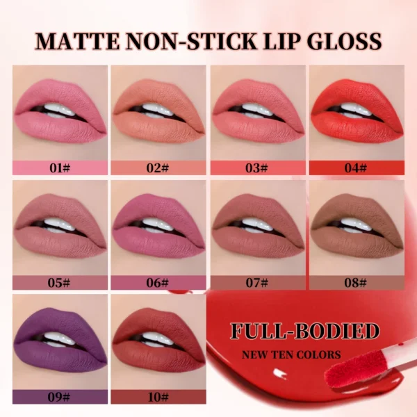 QIBEST Matte Liquid Lipstick Waterproof Silky Lip Gloss Non-Stick Cup Lipgloss Purple Red Nude Lip Tint Durable Makeup For Women - 이미지 3