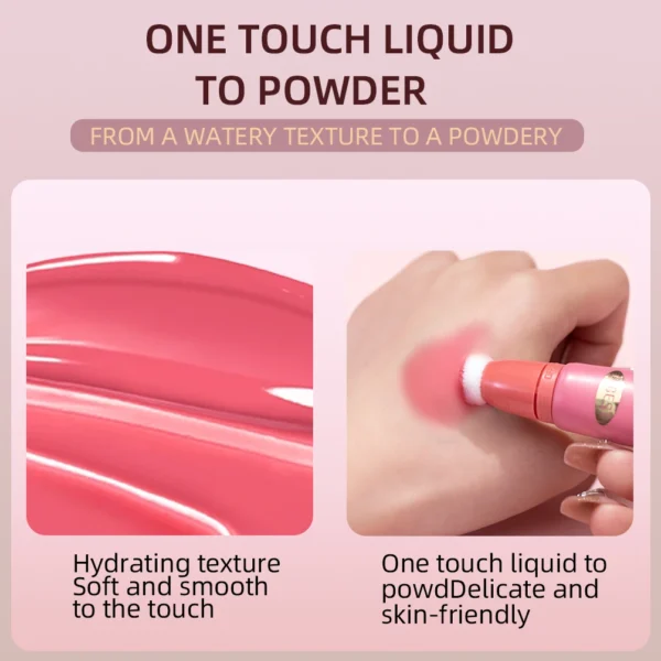 QIBEST Liquid Blusher Contour with Cushion Applicator Velvet Face Blush Pigment Lasting Cream Cheek Tint Peach Blush Makeup - 이미지 3