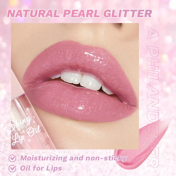 QIBEST Glitter Pearlescent Lip Gloss Oil Moisturizing Color Changing Mirror Lip Oil Makeup Lasting Lip Tint Plumper Cosmetics - Image 2