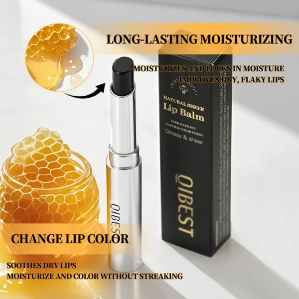 QIBEST Honey Lipstick Nourishing Lip Balm Moisturizing Tinted Lip Plumping Balm Smooth Enhancing Natural Color Lip Care Makeup - 이미지 4