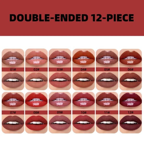 QIBEST Double Ended Matte Liquid Lipstick Sexy Red Lip Glaze Long Lasting 2 IN 1 Mirror Lip Gloss Tint Makeup Lipstick Cosmetics - Image 5