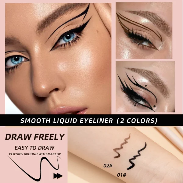 QIBEST 1pc Waterproof Quick Dry Liquid Eyeliner Pen Ultra-fine Matte Finish Smudge-proof Beauty Eye Makeup Black/Brown Options - 이미지 3