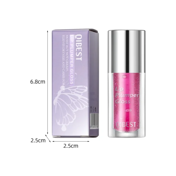 QIBEST Crystal Jelly Moisturizing Lip Oil Plumping Lip Gloss Makeup Sexy Plump Lip Glow Oil Tinted Lip Plumper Lip Care 6 Colors - 이미지 6