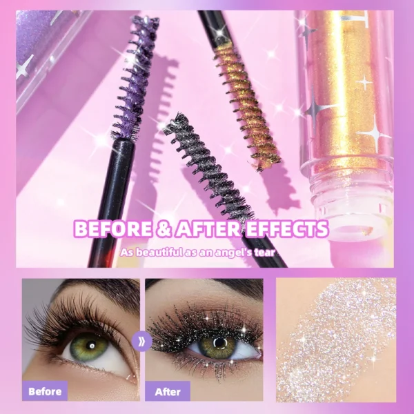 QIBEST Colorful Eyelash Mascara Silk Fiber Volume Curling Lengthening EyeLashes Extension Diamond Glitter Mascara Eyes Makeup - 이미지 4