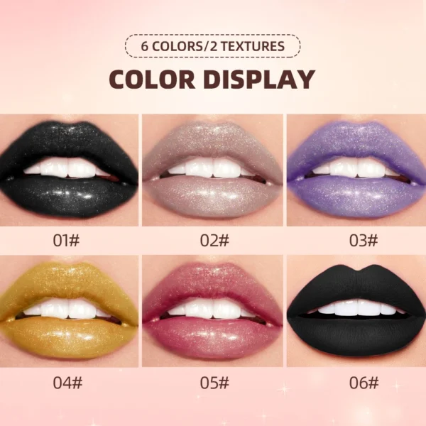 6 Colors Glitter Liquid Lipsticks Diamond Shimmer Metallic Non-Stick Cup Lipstick Long Lasting Shinning Quick-Drying Lipgloss – Image 2
