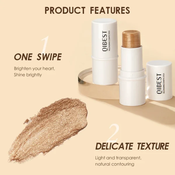 QIBEST Highlighter Makeup Glitter Contouring Bronzer For Face Blush Sticks Shimmer Powder Texture Illuminator Women Cosmetics - 이미지 4