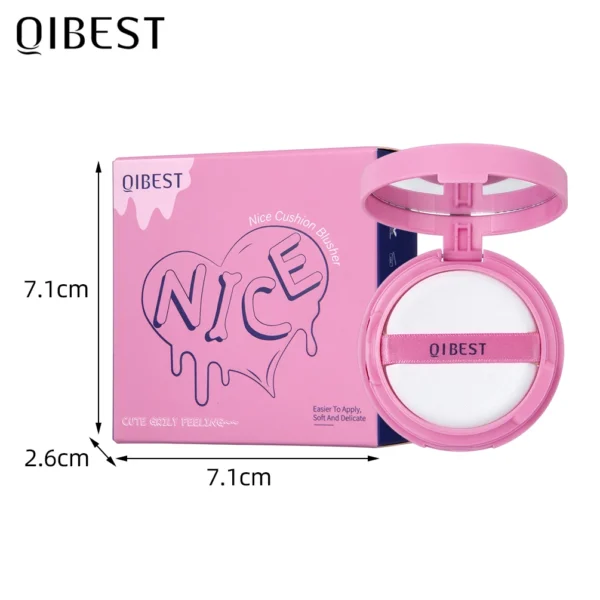 ⁦QIBEST Air cushion powder blusher Palette Long-lasting Natural Cheek Contour Tint Peach Pink Face Blusher Cosmetics Cheek Blush⁩ - الصورة ⁦6⁩