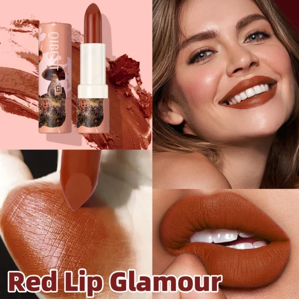 QIBEST 6 Colors Matte Lipstick Beauty Lip Gloss Lippenstift Tinted Balm 24 Hours Waterproof Long Lasting Lip Stain Women Makeup - Image 3