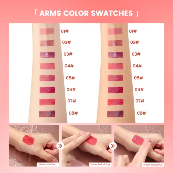 QIBEST 8 Colors Nude Watery Lip Gloss Long Lasting Liquid Lipstick Not Fading Sexy Red Purple Lip Glaze Lip Tint Women Makeup - 이미지 5