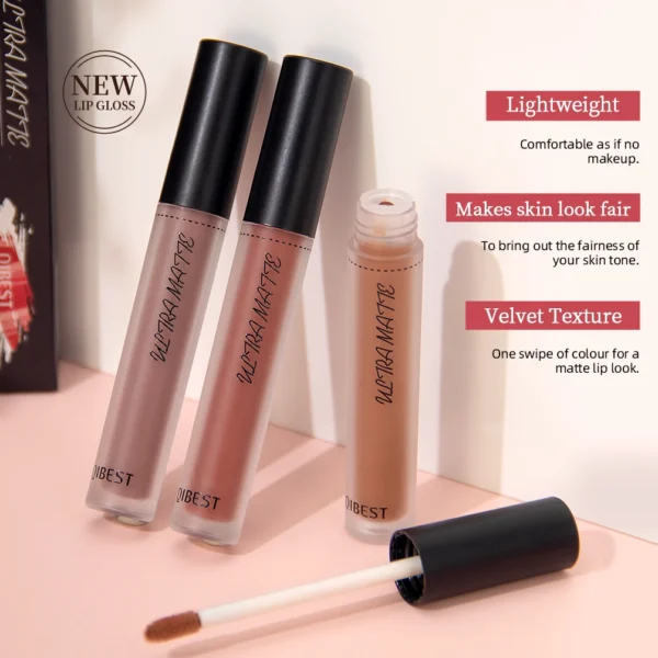 QIBEST Lip Gloss Matte Lipstick Long Lasting Waterproof Black Purple Liquid Lipstick High Quality Professional Lip Tint Makeup - 이미지 4