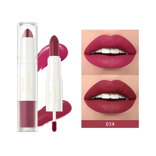 QIBEST Double Ended Matte Liquid Lipstick 2 In 1 Lip Gloss Moisturizing Long Lasting Purple Tint Lip Stain Makeup For Women - Image 2